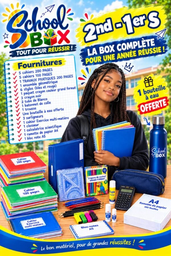 PACK FOURNITURES SCOLAIRES 2nde-1ère S lycée + BOUTEILLE à EAU OFFERTE