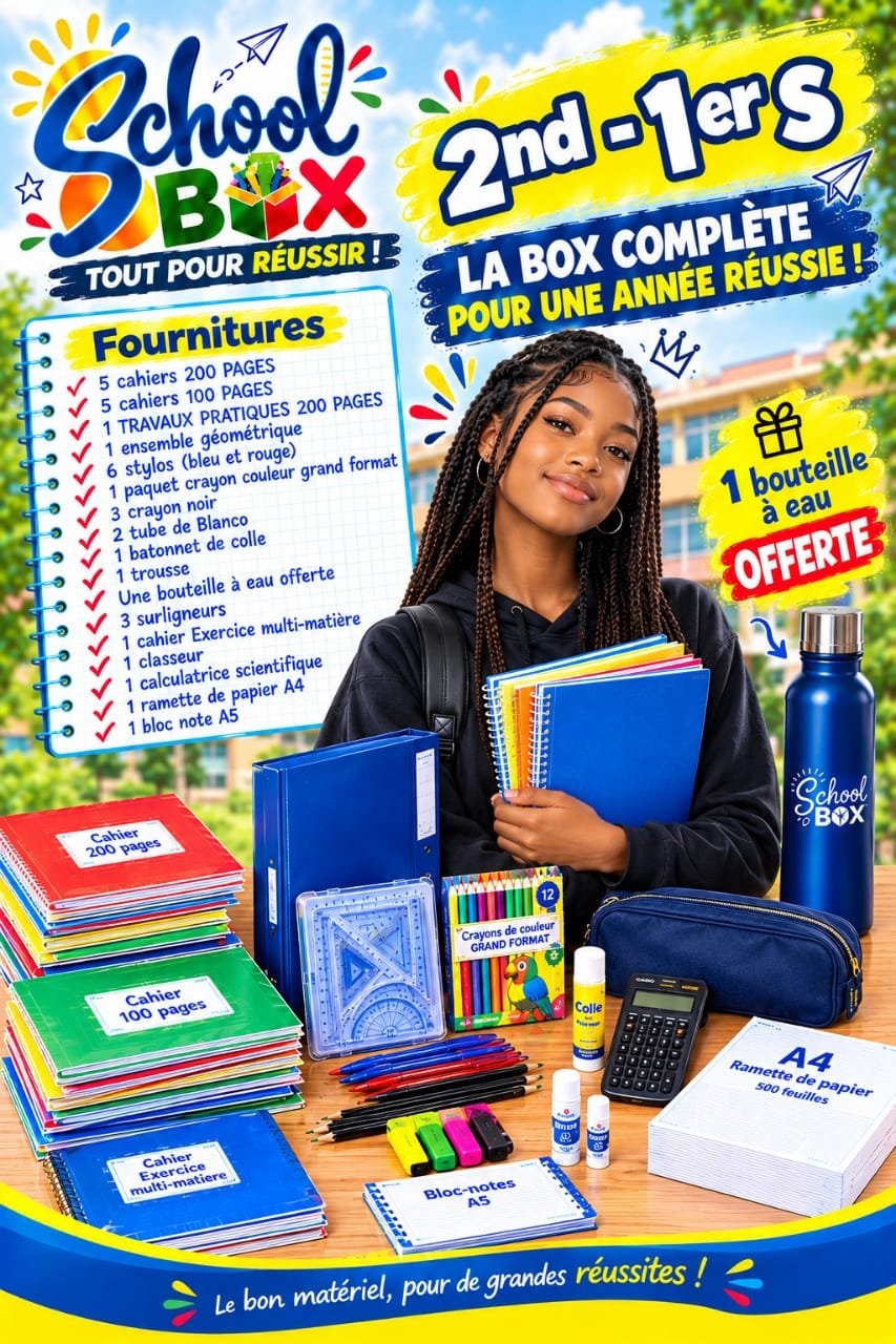 JUMIA 21 S PACK FOURNITURES SCOLAIRES 2nde-1ère S lycée + BOUTEILLE à EAU OFFERTE – Image 1