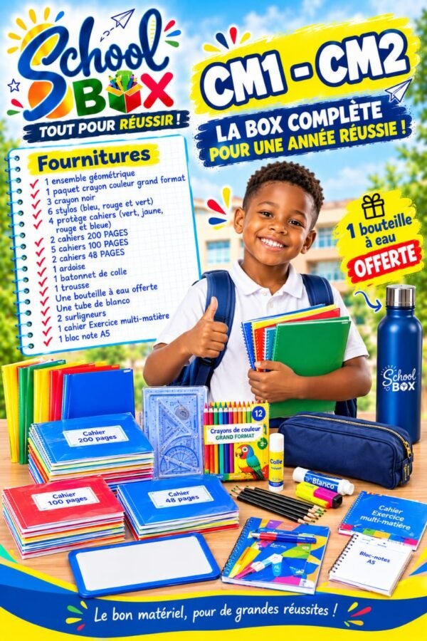 PACK FOURNITURES SCOLAIRES CM1-CM2 primaire + BOUTEILLE à EAU OFFERTE