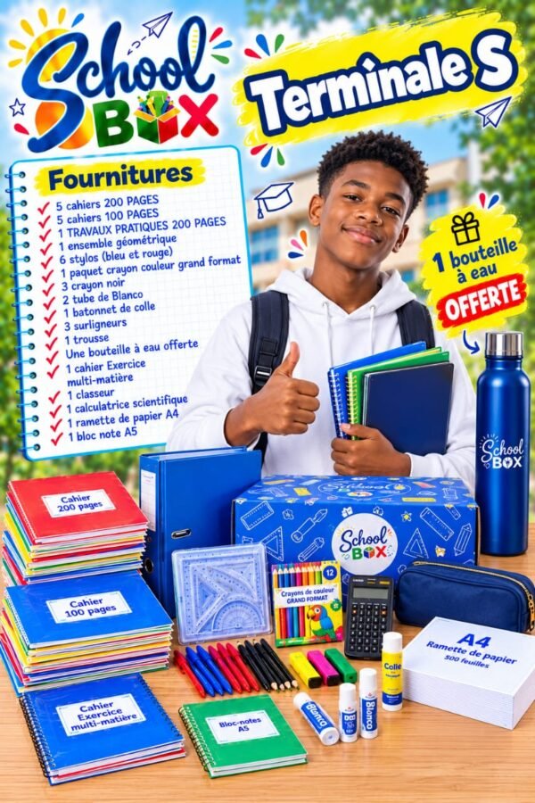 PACK FOURNITURES SCOLAIRES TERMINALE S + BOUTEILLE à EAU OFFERTE