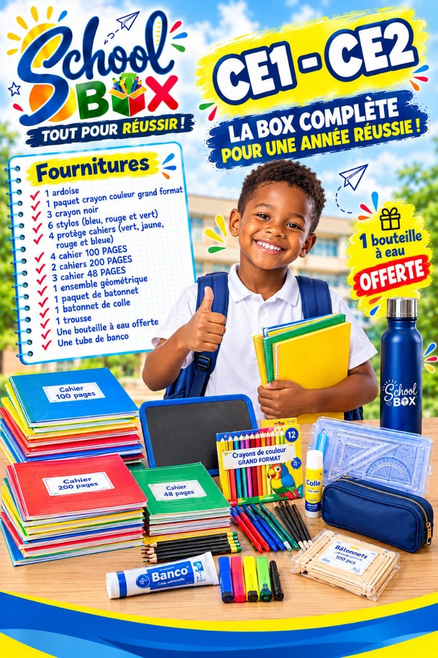 umia ce2 CE1 PACK FOURNITURES SCOLAIRES CE1-CE2 primaire + BOUTEILLE à EAU OFFERTE – Image 1