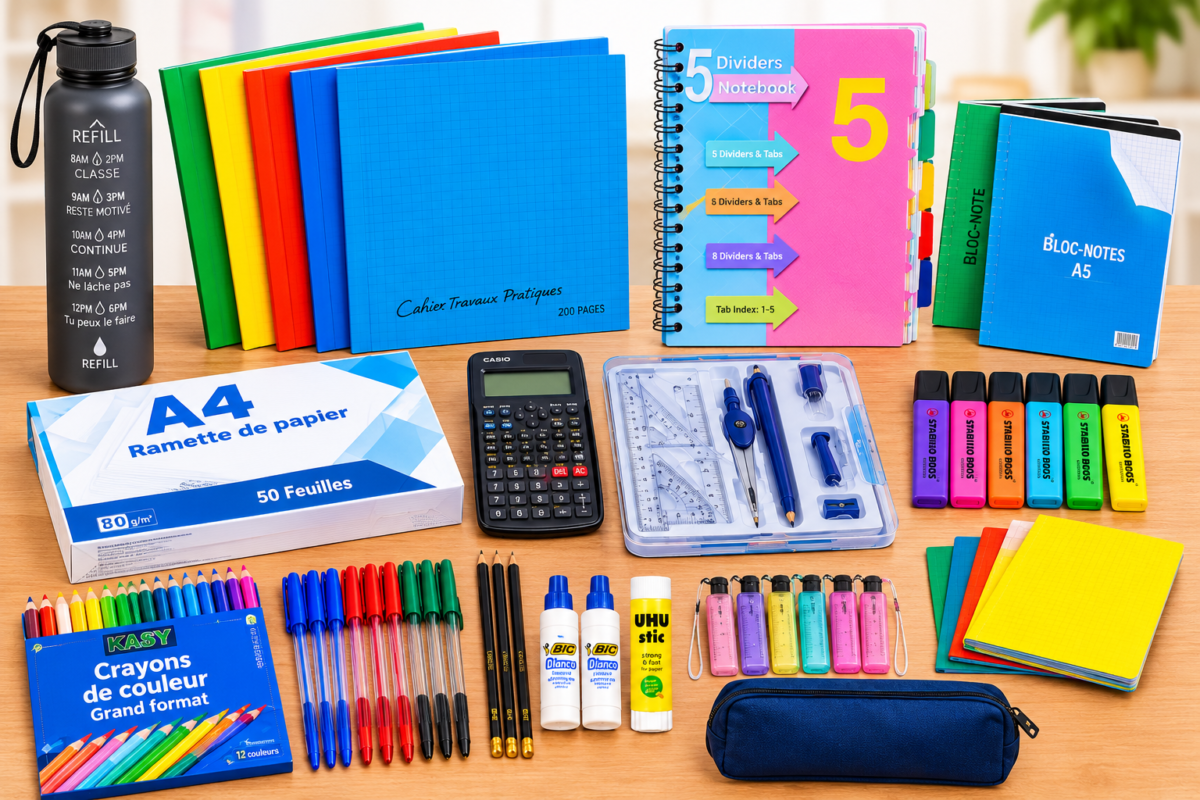 PACK FOURNITURES SCOLAIRES 4ème-3ème collège + BOUTEILLE à EAU OFFERTE – Image 2